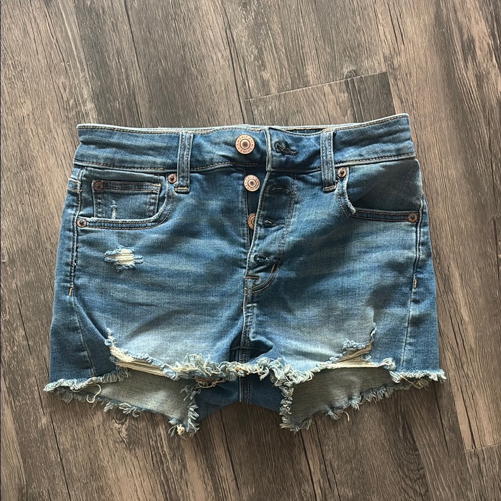 American Eagle Blue Distressed Jean Shorts